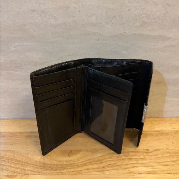 Ralph Lauren Vintage Croc Embossed Leather Tri-Fold Wallet - Picture 4 of 8